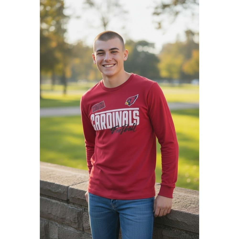 Arizona Cardinals NFL Long Sleeve Shirt Red Football T-Shirt SZ Y 14/16‎ Unisex